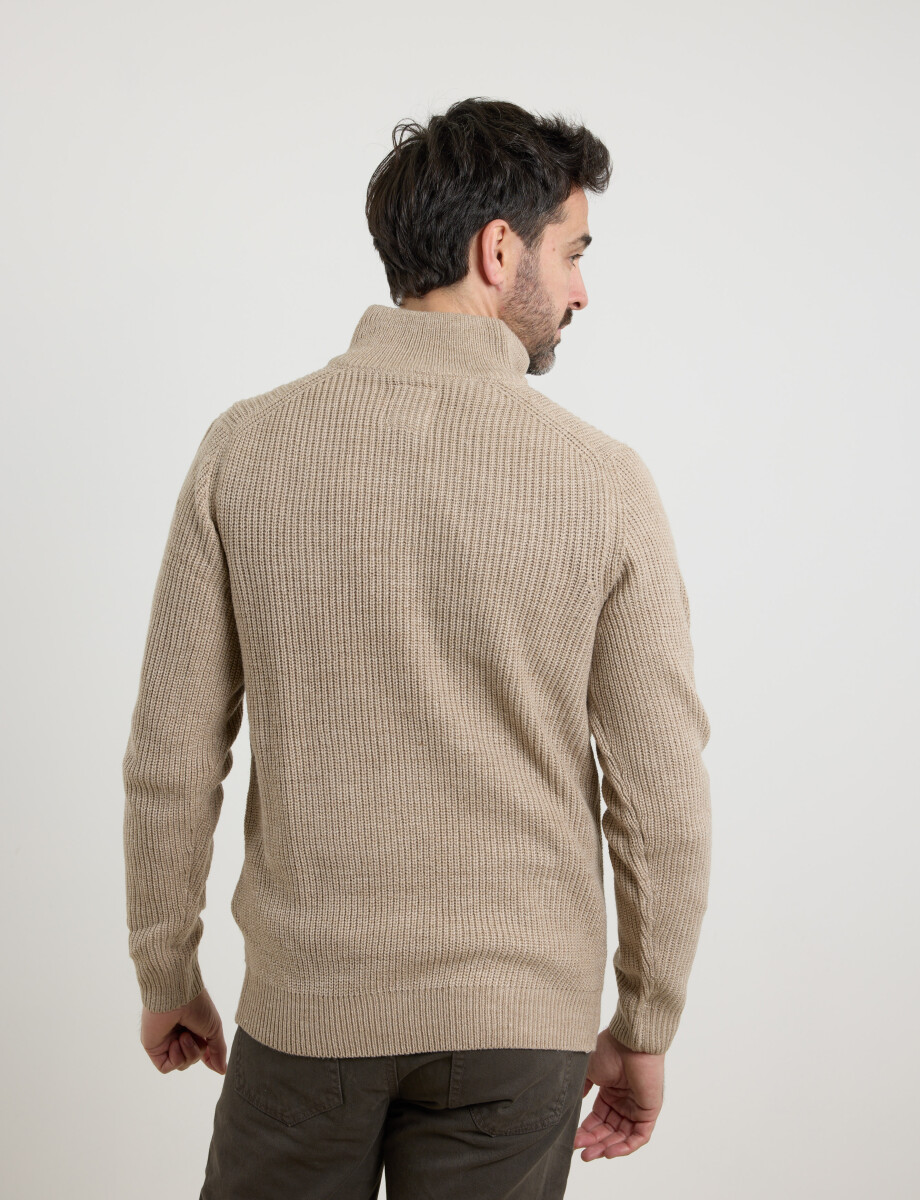 470587 SWEATER PUNTO MEDIO CIERRE HARRY Beige