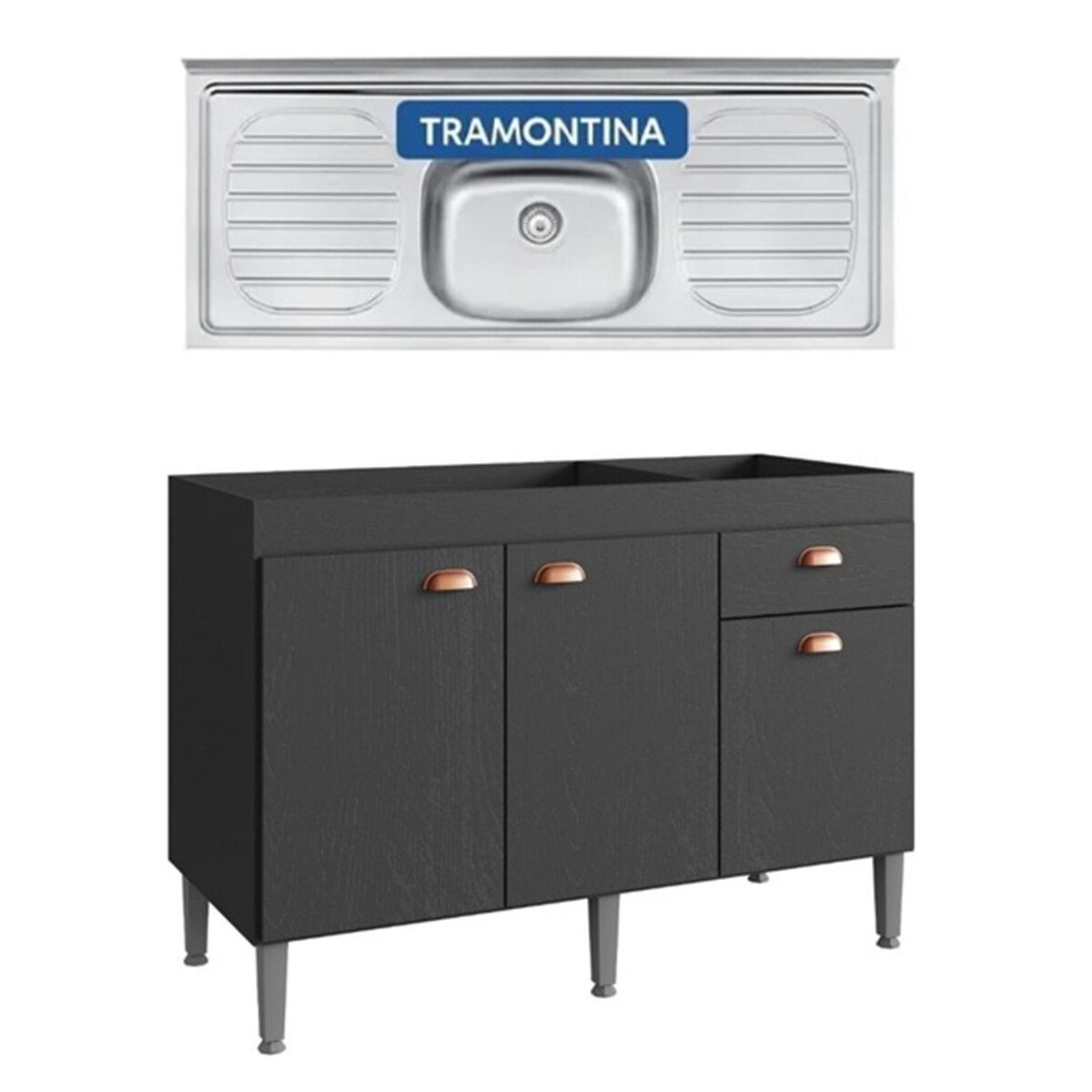 Bajo Mesada Mueble Cocina 3puertas 1cajón 120cm Con Pileta 