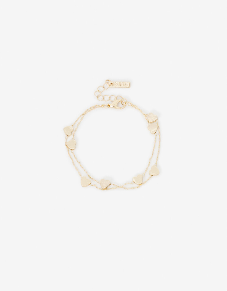 Pulseras Flexibles Special Price Pulsera Con Corazones - Dorado