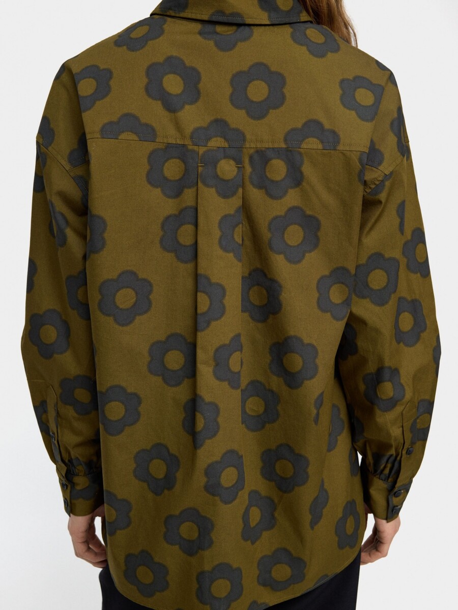 Camisa Con Estampado Floral 100% Algodón multicolor