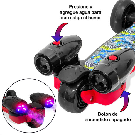 Monopatín Tripatín C/ Humo, Bluetooth, Luz Y Sonido Negro/Rojo