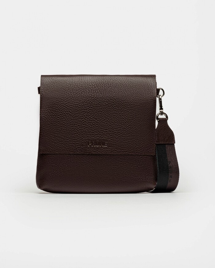 Bandolera Olivia En Cuero Graneado Marron