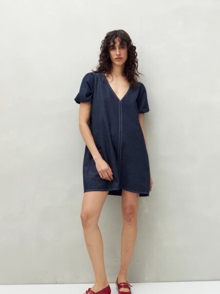 VESTIDO D.CASSIN ESC.V MANGA INDIGO