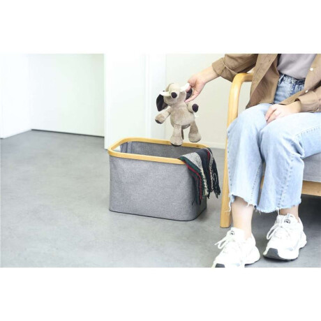 Organizador Borde Madera 38X26X25Cm Ext Tela Gris