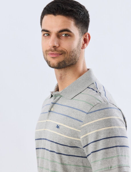 REMERA POLO RAYADA JERSEY Gris
