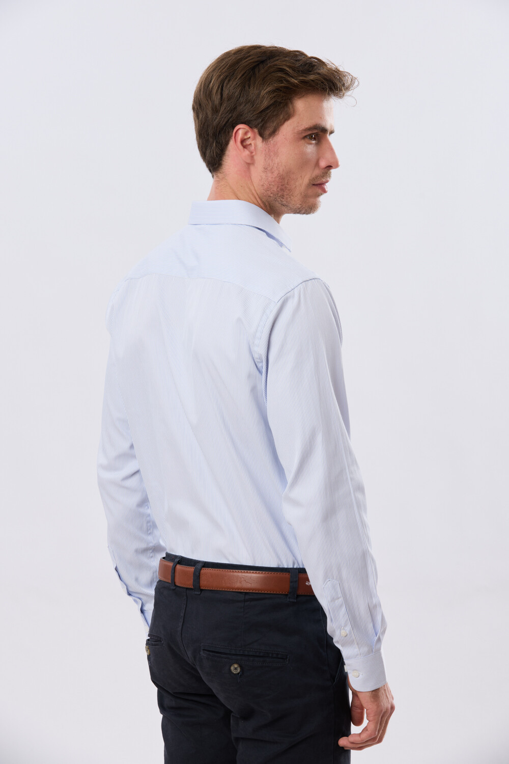 CAMISA RAYADA DE VESTIR Celeste