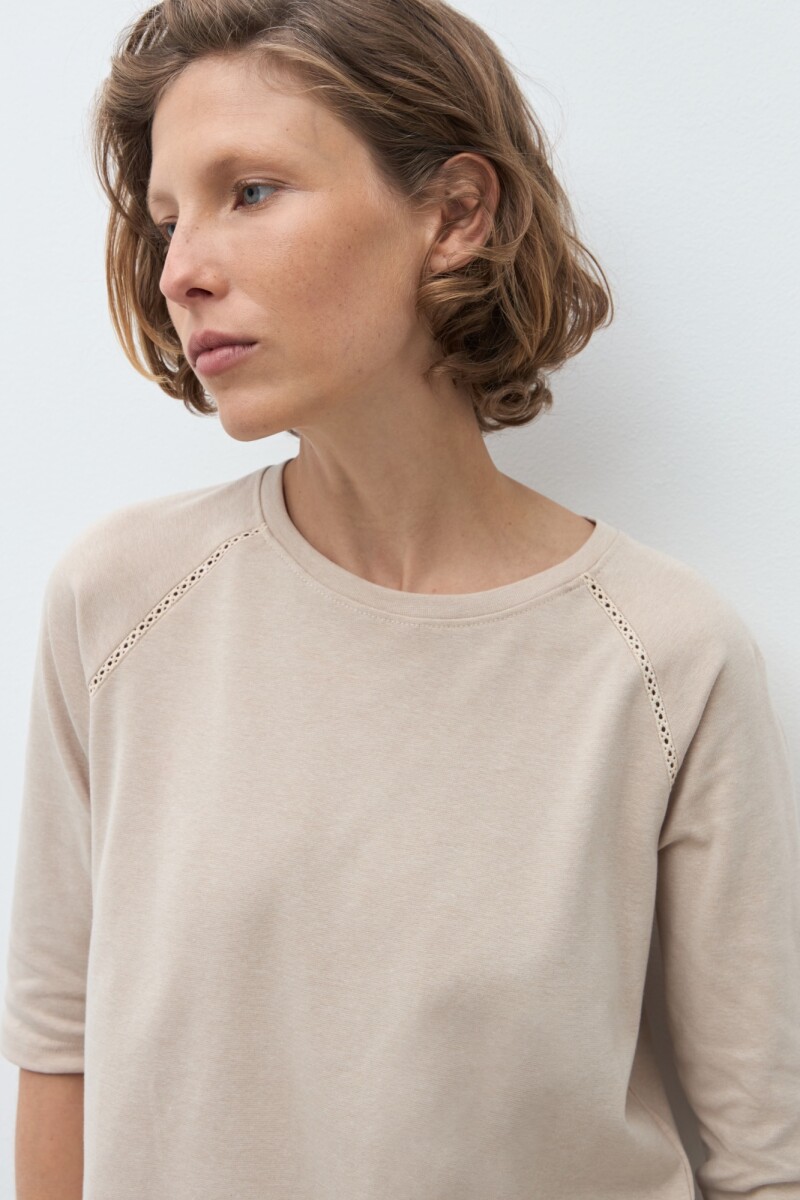 Remera manga raglan beige melange