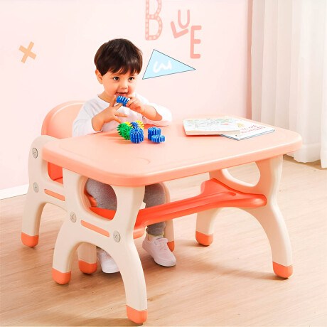 Mesa Escritorio Infantil Set + 2 Sillas Multiuso Rosa