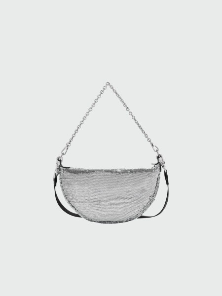 Longchamp -Bolso de hombro brillante talle S, Smile Plateado