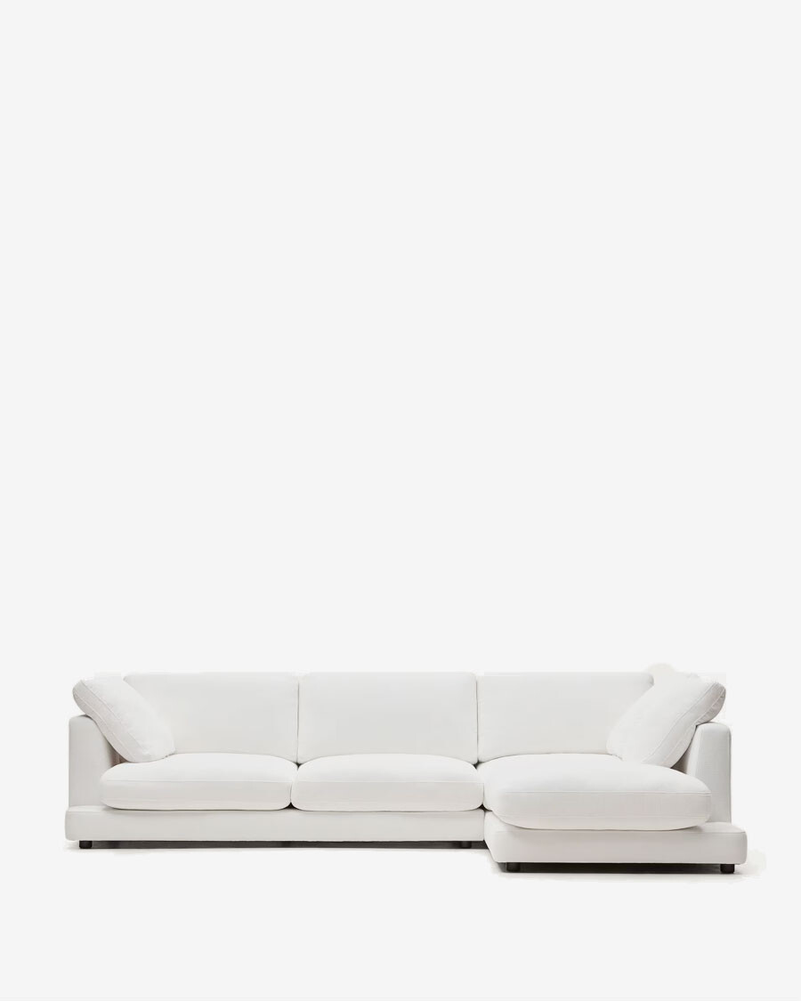 Sofá Gala 4 plazas con chaise longue derecho blanco 300 cm