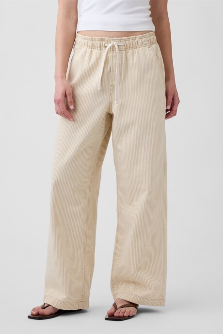 Jean Pull On Wide Leg Mujer Neutral Stripe