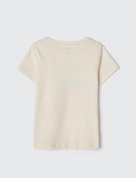 CAMISETA DE NIÑA MANGA CORTA ESTAMPADA BEIGE