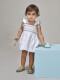 Vestido Blanco Con Pespuntes Elasticos Blanco