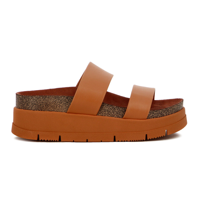 Moleca Sandalia Dama Doble Tira Ancha Camel