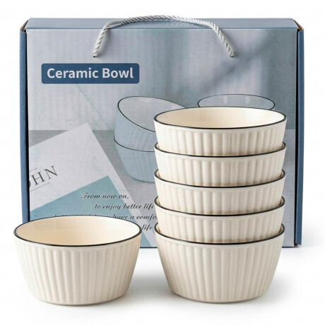 Set X6 Bowls Cerámica Cocina Calidad El Chingón Blanco