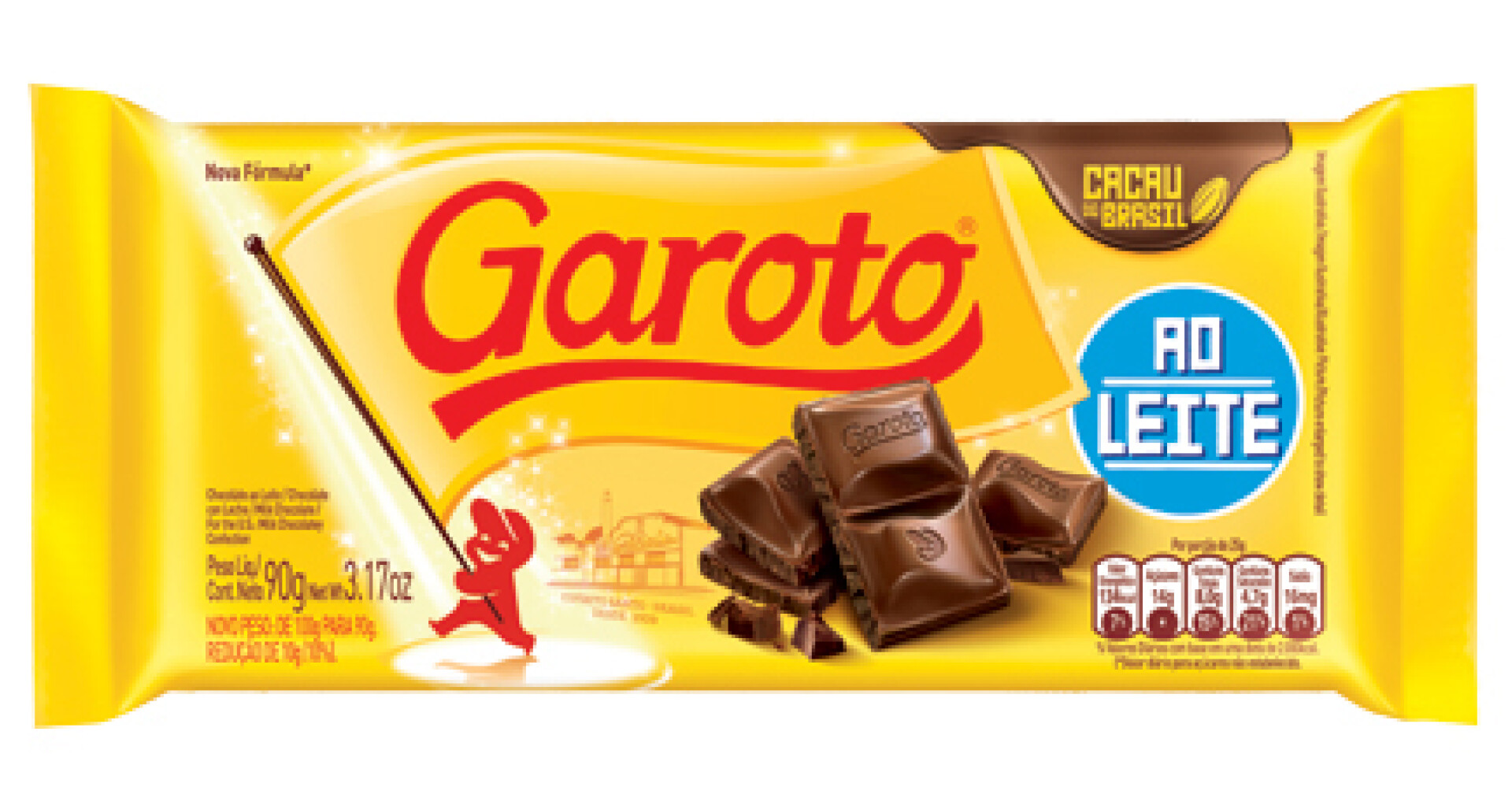 TABLETA GAROTO CHOCOLATE 90G LECHE 