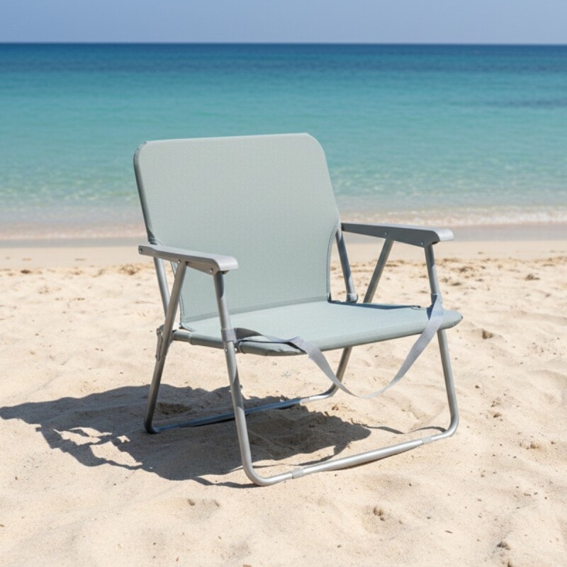 Set x2 Silla Playa Plegable Portátil Con Correa Reforzada GRIS CLARO