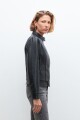 Chaqueta eco cuero con cortes en tul negro