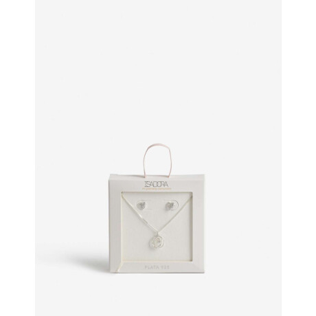 Set Para Niñas En Plata Aros Corazón Y Dije Virgen Niña Plateado Rodio