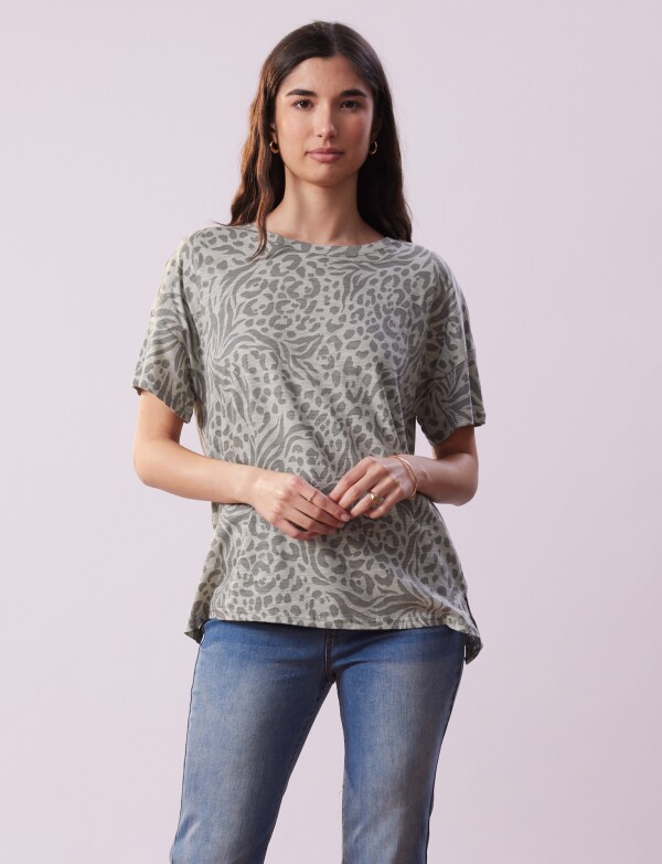 Remera Algodon Print VERDE