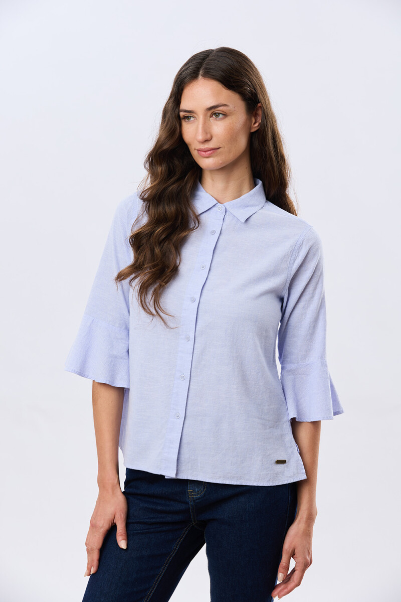 CAMISA DE LINO CON VOLADOS - Lavanda 