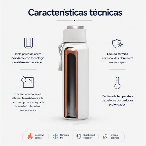 Termo Bremen 600ml Doble Pared Acero Inoxidable GRIS