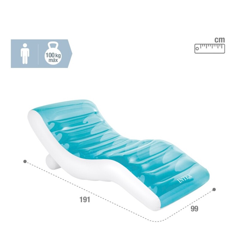 INTEX REPOSERA INFLABLE PREMIUM AZUL MAXIMO 100 KGS 191 X 99 CMS Intex Reposera Inflable Premium Azul Maximo 100 Kgs 191 X 99 Cms