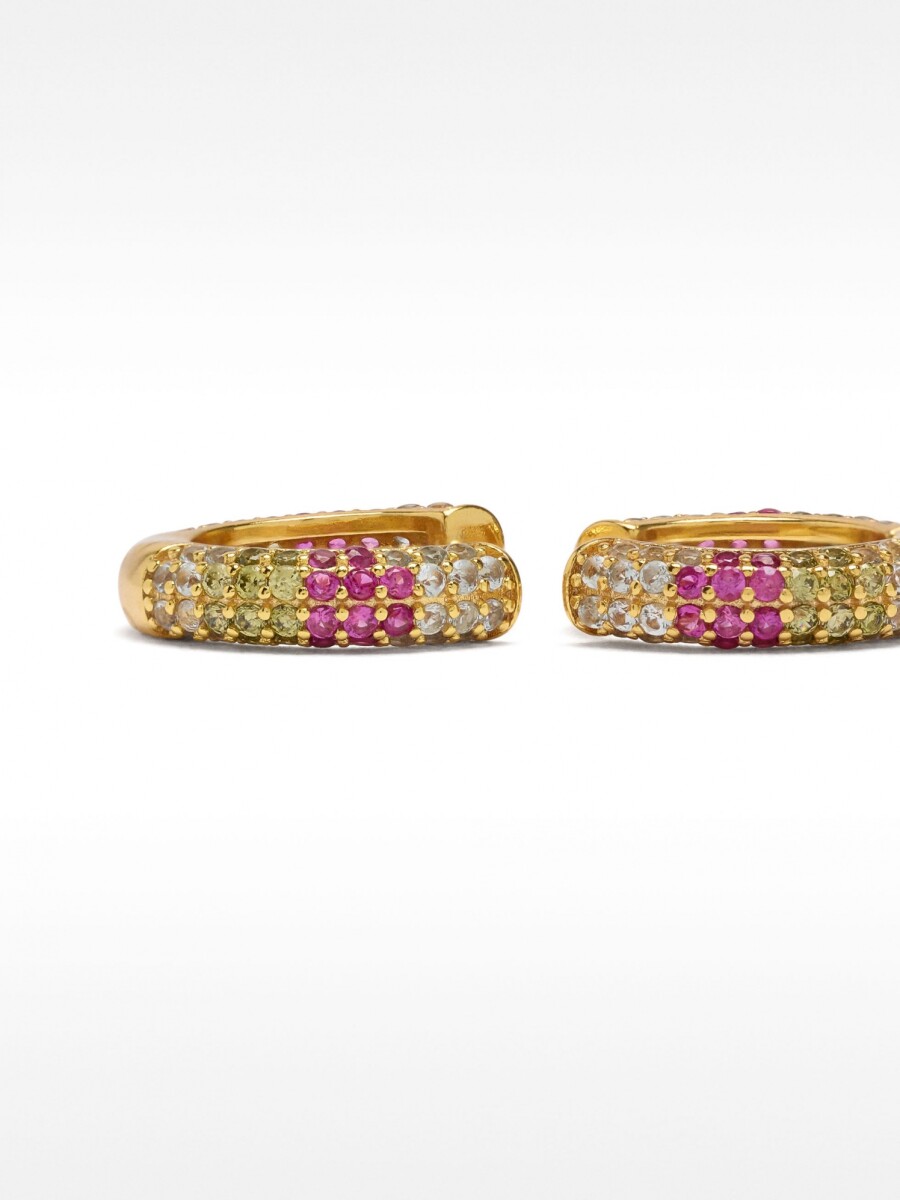 Aros Con Cristales - Plata De Ley 925 multicolor