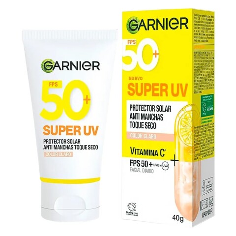 Garnier Super UV protector solar facial toque seco FPS50 Color claro
