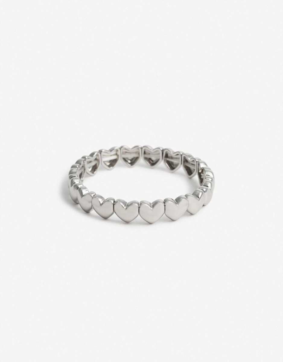 Pulsera Elástica Corazón - Plateado Rodio 
