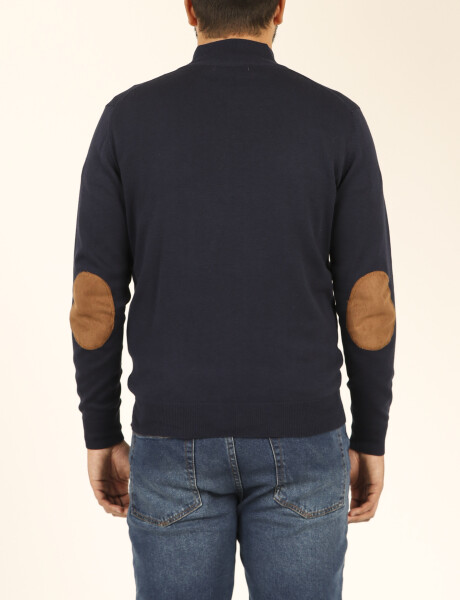 Sweater Medio Cierre Harrington Label Azul Oscuro