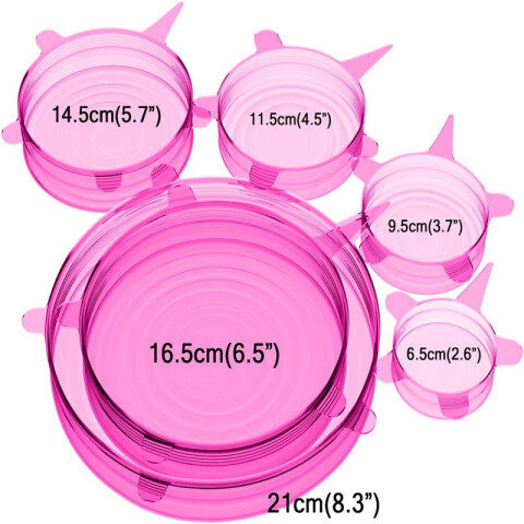 Tapas de silicona ajustables reutilizables set 6 pcs Tapas De Silicona Ajustables Reutilizables Set 6 Pcs