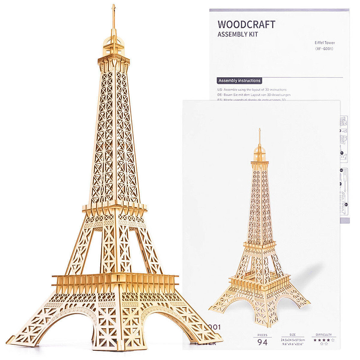 Puzzle 3D Madera Torre Eiffel Rompecabezas 94pcs 57cm 