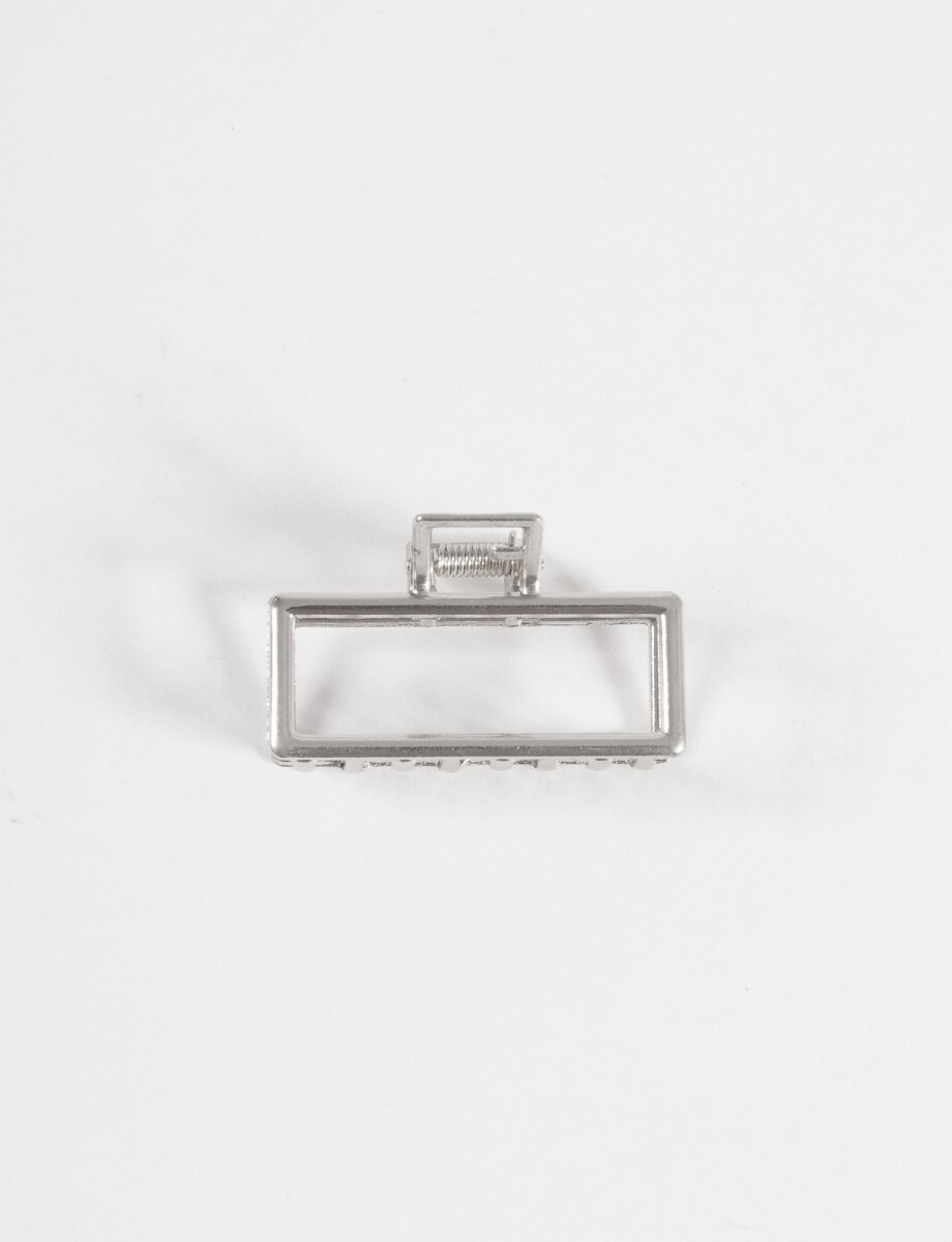 Broche rectangular metálico chico - plateado 