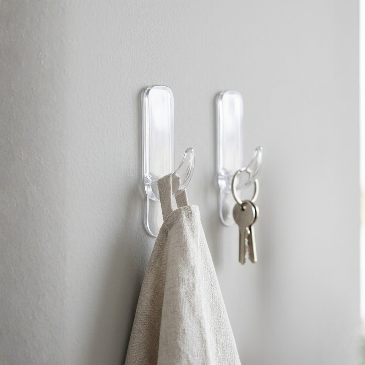 Gancho rectangular x2 cristal con adhesivo - TRANSPARENTE 