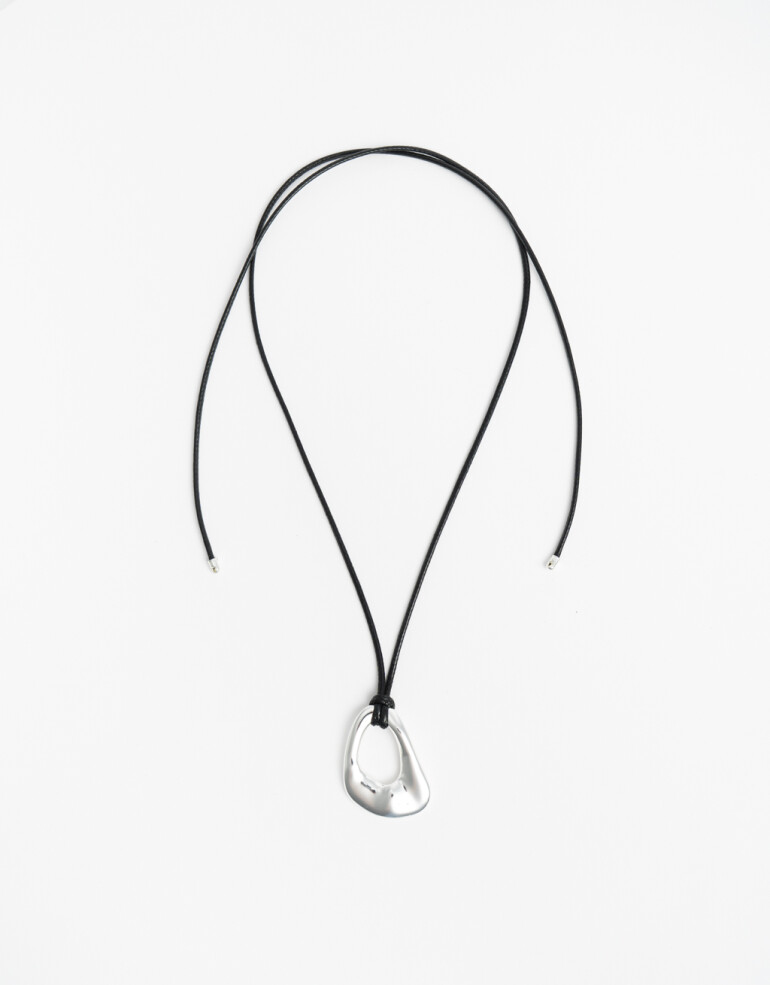 Collares Largos Cordón Collar Largo Metal - Plateado