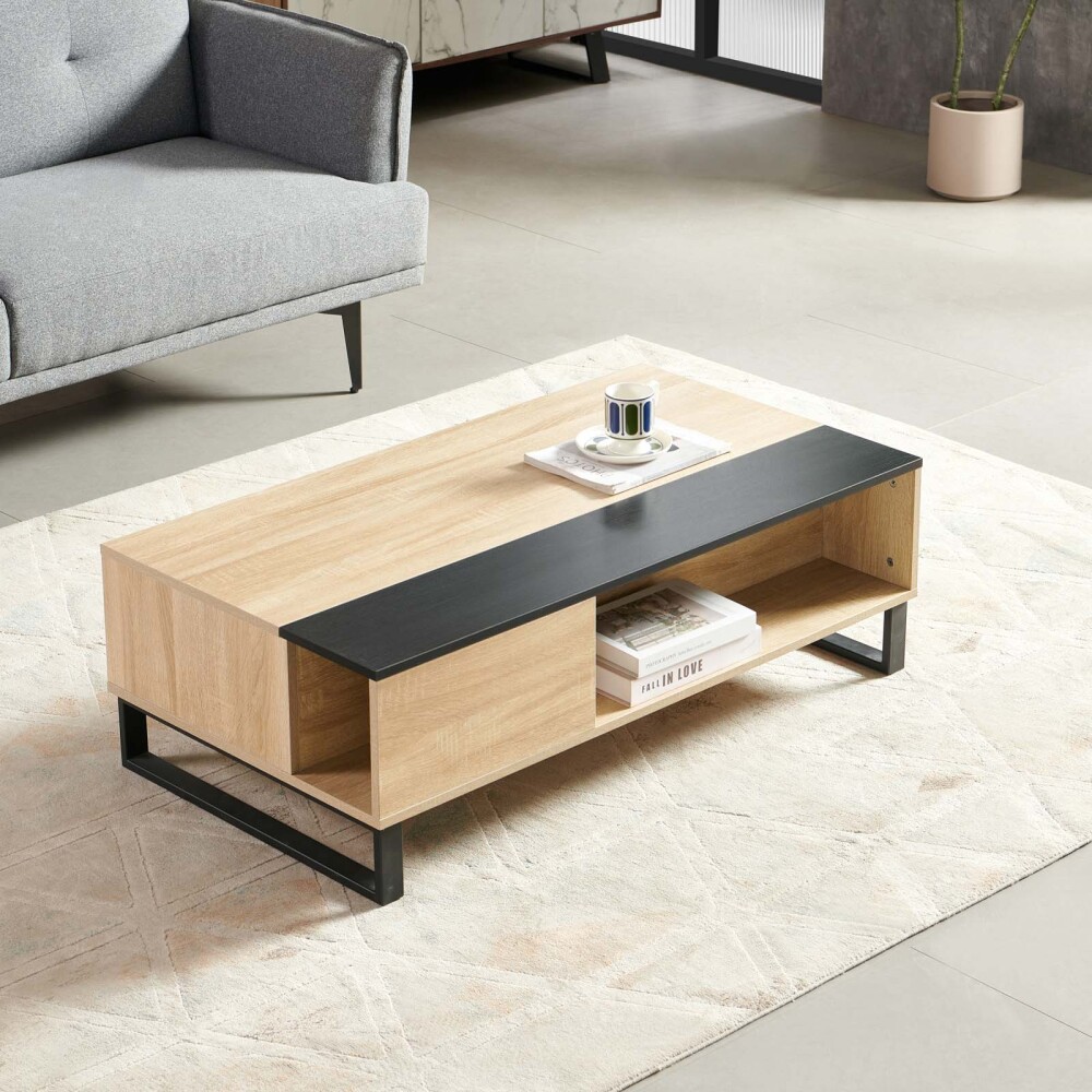 MESA RATONA REBATIBLE MDF-Y-METAL NEGRO ENZO NEG/NAT