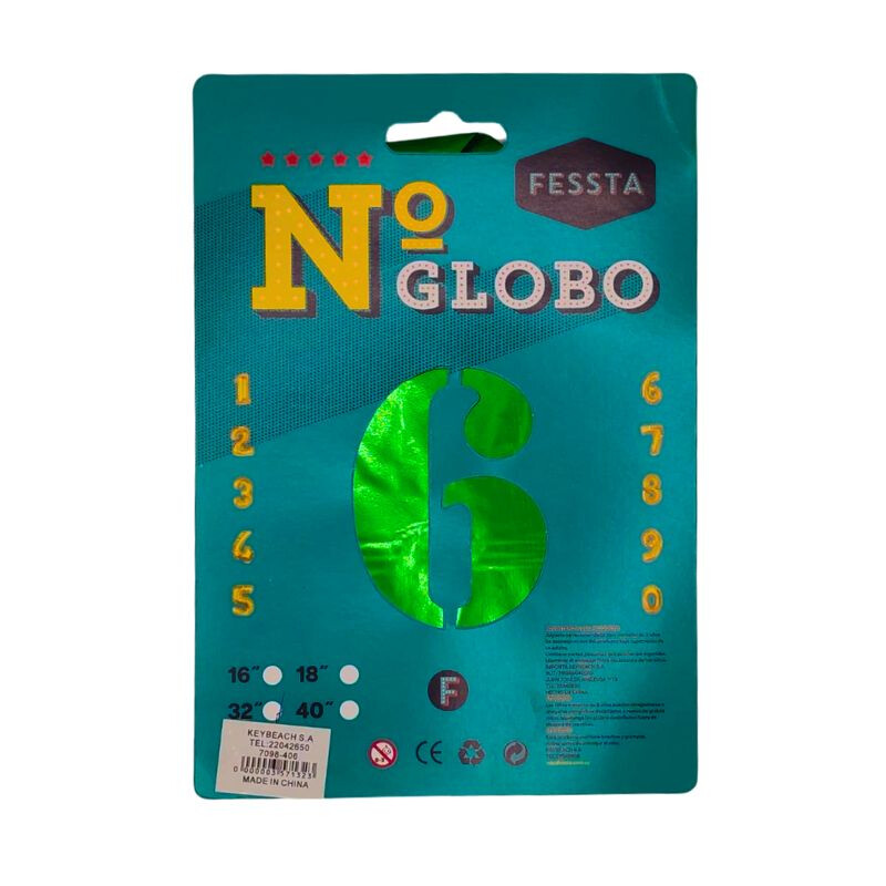 Globo Número Fessta 32" Verde SEIS