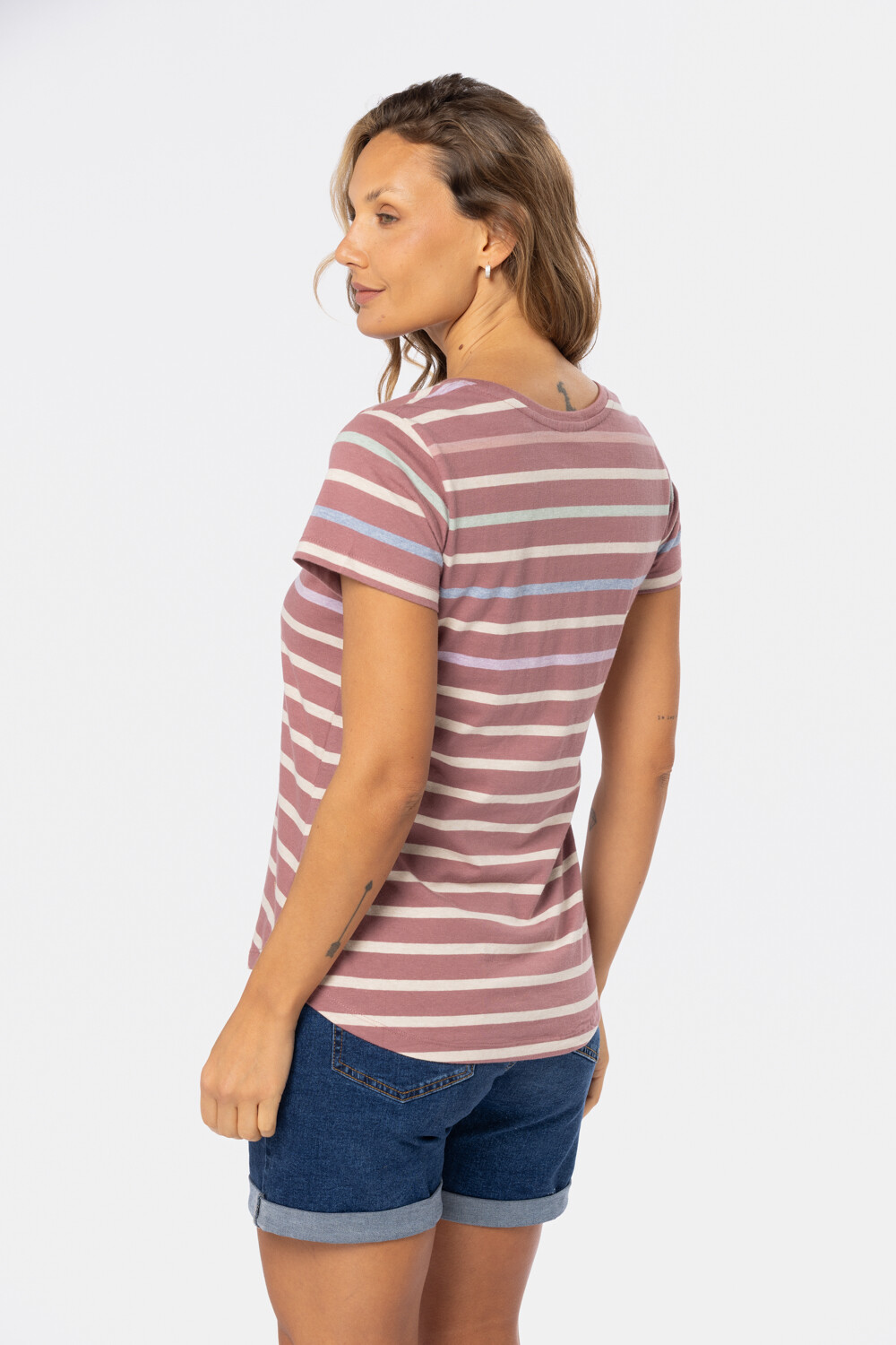 REMERA RAYADA Rosado