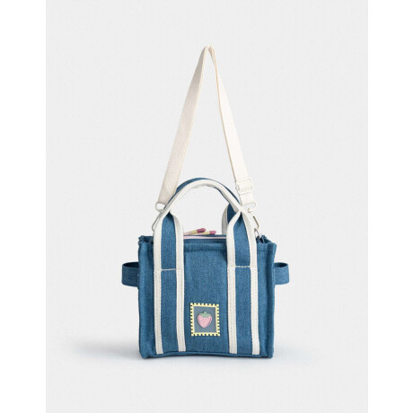 Cartera City Infantil Denim Frutas Azul Celeste