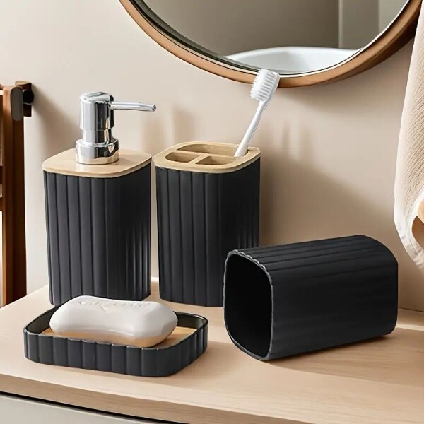 SET DE ACCESORIOS PARA BAÑO 6 PIEZAS - NEGRO SET DE ACCESORIOS PARA BAÑO 6 PIEZAS - NEGRO