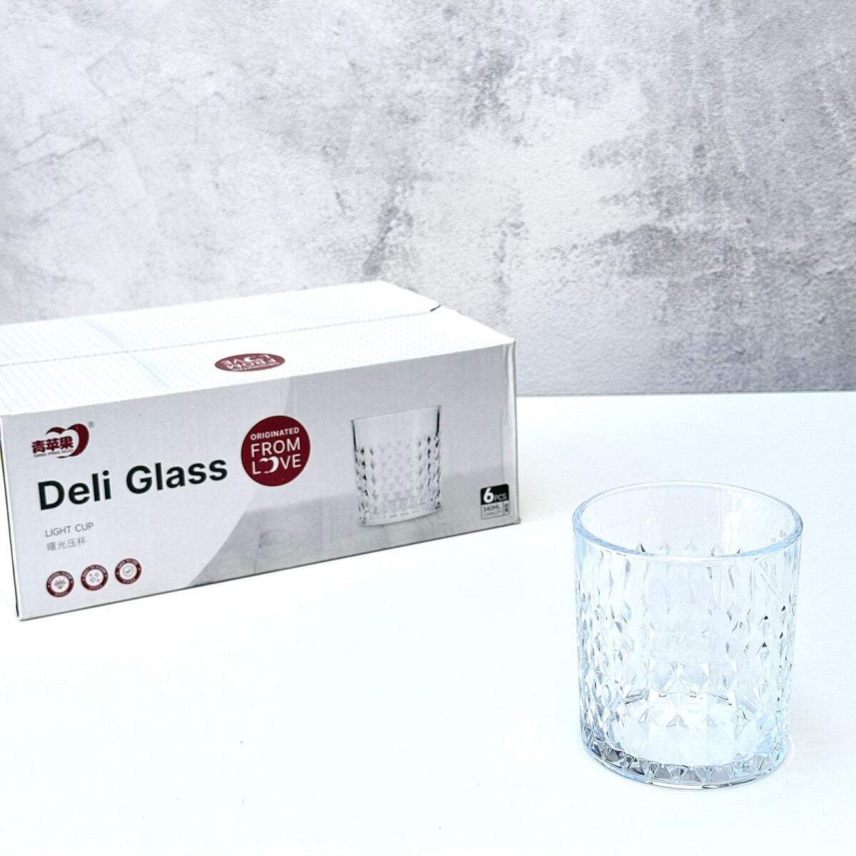 Juego De 6 Vasos Vidrio Labrado 340ML 