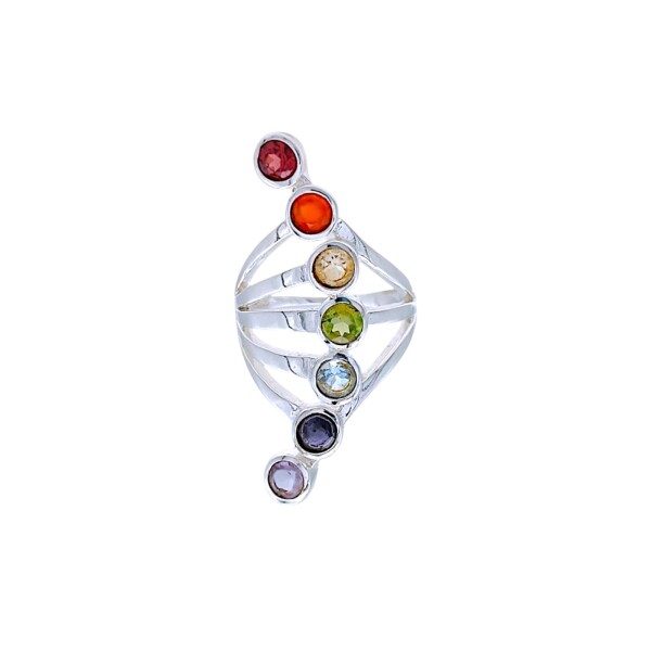 Anillo Chakra curvo-Plata 925-Piedras varias-AN4565 conpiedra
