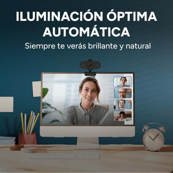 Cámara Web Cam Full HD 1080p USB 360º Con Micrófono Premium Color Negro
