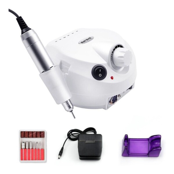Torno Uñas Manos Pies 30000 Rpm Profesional Con Pedalera Color Variante Blanco