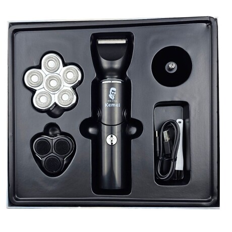 Afeitadora Corta Pelo Barba Multifunción 4en1 KEMEI KM-2193 Negro