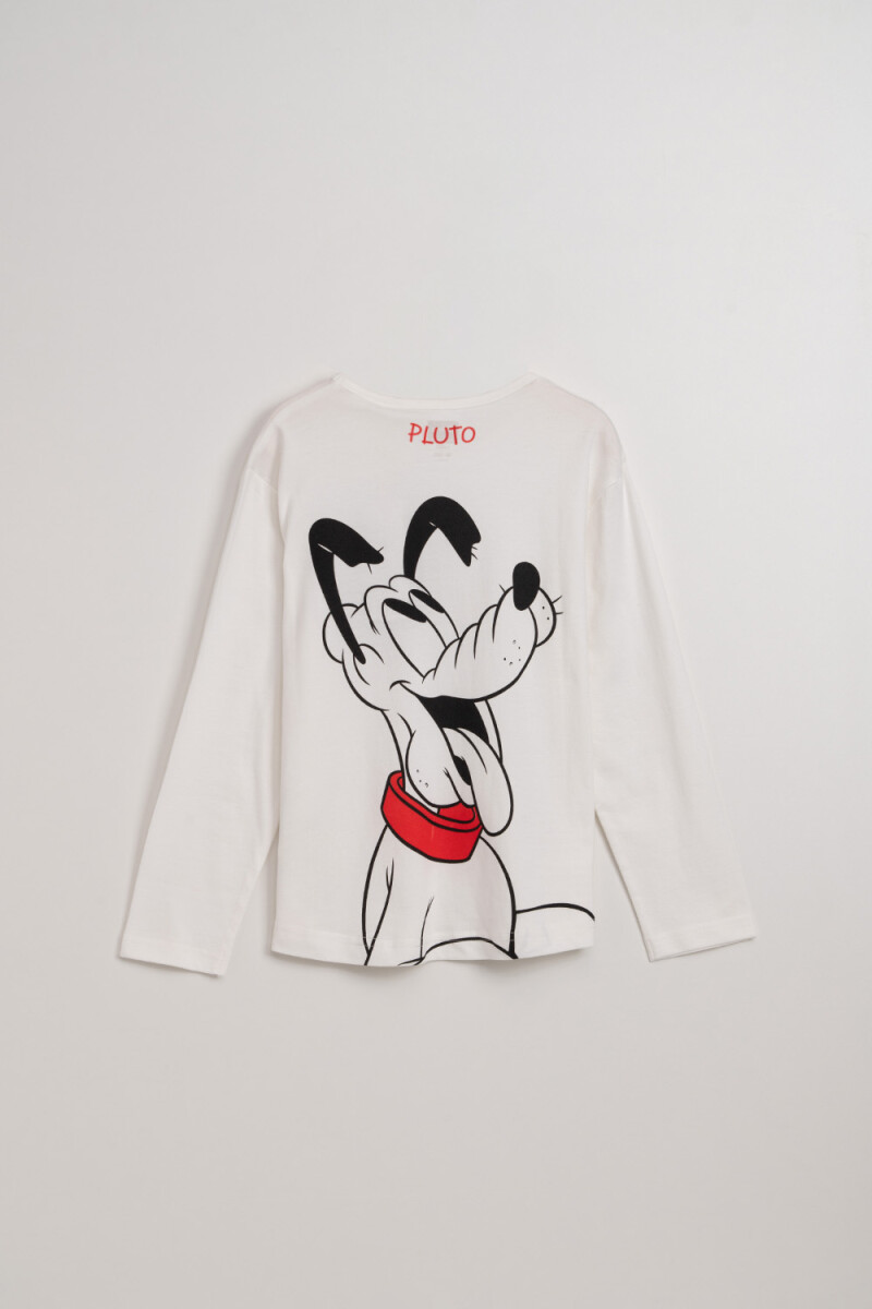 Remera manga larga estampada Pluto Crudo
