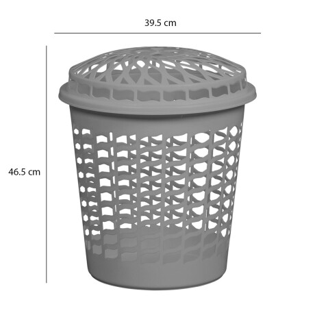 Canasto Cesto Organizador Ropa c/Tapa en Plástico Calado 30L Gris