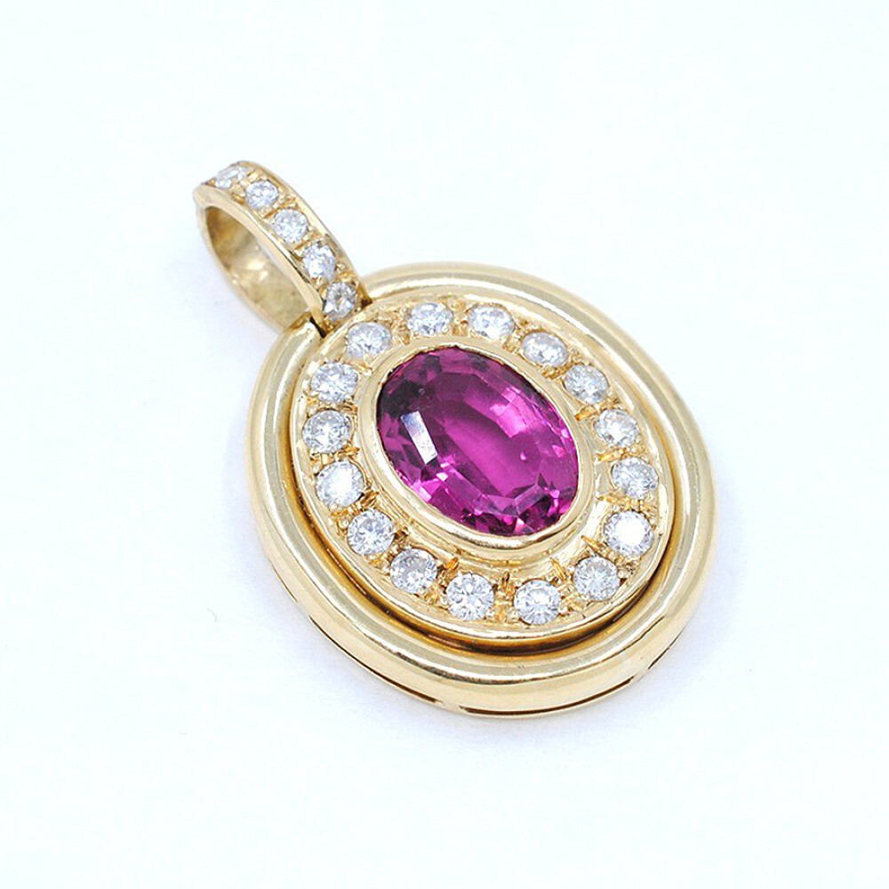 Colgante En Oro 18K, Turmalina Y Brillantes Colgante En Oro 18K, Turmalina Y Brillantes