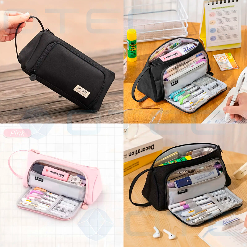 Estuche Cartuchera para Lápices Estudiante Escolar Rosa Claro